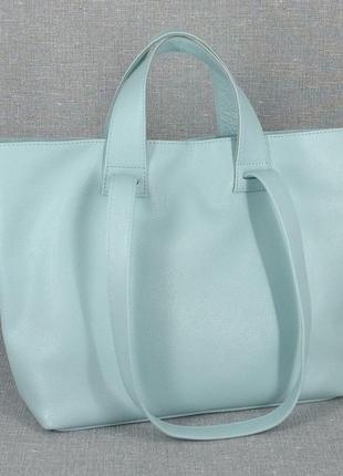 Женская сумка из натуральной кожи голубая1 фото