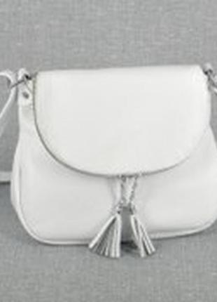 Женская  белая сумка - клатч из натуральной кожи