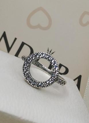 Кольцо стерлинговое серебро 925 проба цирконий круг камней камешки по контуру сердечки сердце в стиле пандора2 фото