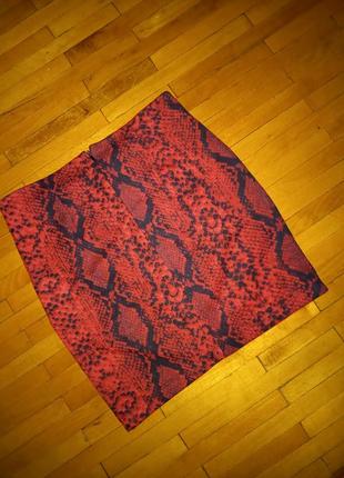 Спідниця amisu червоно-чорна міні юбка базова6 фото