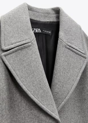 Zara шерстяное длинное оверсайз пальто7 фото