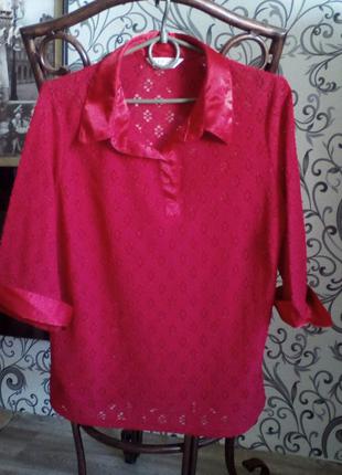 Шикарная нарядная блузка большого р-ра, красная  20