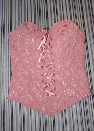 Корсаж  пудрово-розово-кремовый на шнуровке1 фото