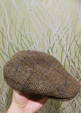 Мужская хаки шерстяная кепка ewm harris tweed