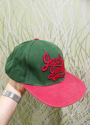 Чоловіча зелена червона кепка бейсболка jack & jones
