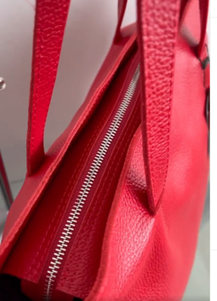 Жіноча сумка шкіряна на плече червона4 фото