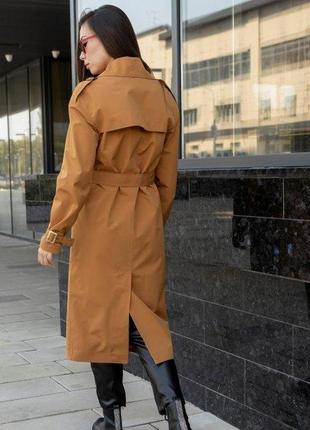 Пальто-тренч жіночий демисезон жіночий тренч коричневий кемел4 фото