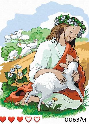 Картина по номерам иисус на поле, цветной холст, 40*30 см, без коробки, тм barvi, украина+ лак