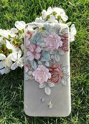 Чохол матовий для iphone 7+, квітковий візерунок