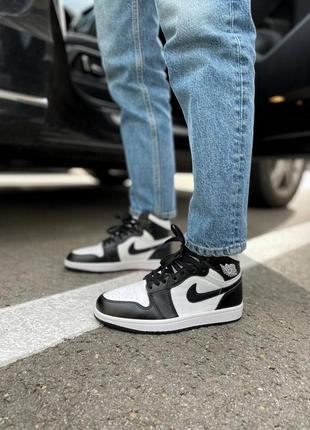 Кросівки air jordan 1 black/white кроссовки