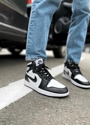 Кросівки air jordan 1 black/white кроссовки4 фото