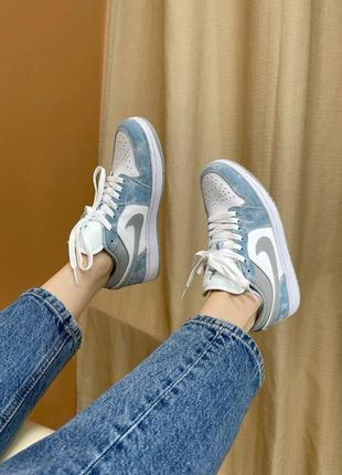 Кросівки air jordan 1 low white blue кросівки6 фото