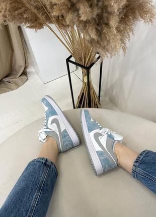 Кросівки air jordan 1 low white blue кроссовки7 фото