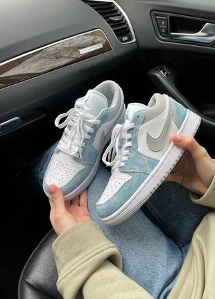 Кросівки air jordan 1 low white blue кроссовки