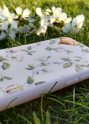 Чохол матовий світло-рожевий для iphone 7,квітковий принт2 фото