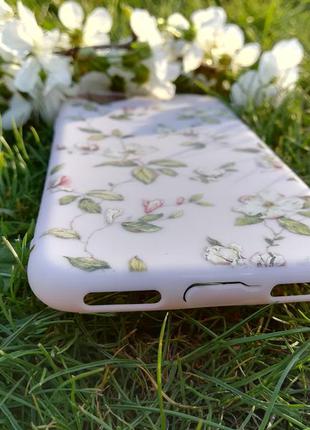 Чохол матовий світло-рожевий для iphone 7,квітковий принт3 фото