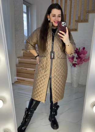 Женское удлиненное пальто плащевка на синтепоне  супер батал (4цвета)  rin1547-133y /2ве