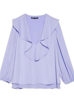 Стильна блуза zara нових колекцій колір лілово-блакитний
