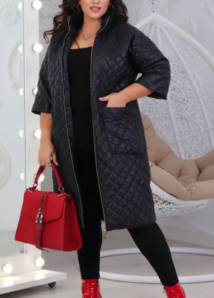 Жіноче подовжене пальто плащівка на синтепоні супербатал (4 кольори) rin1547-133y /2ве