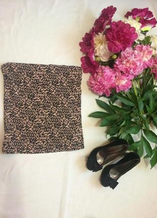 Тигрова стрейчева юбка міні спідниця h&m