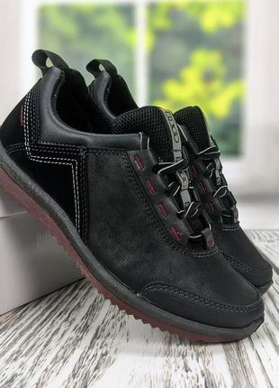 Кроссовки подростковые для мальчика демисезонные черные на шнурках эко кожа dago style2 фото