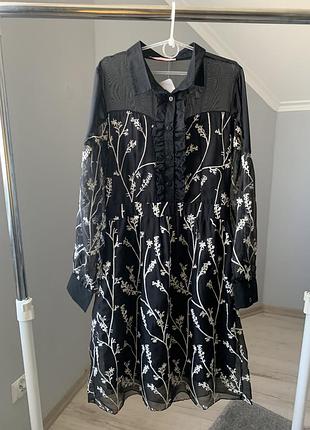 Плаття чорне сітка з комірником