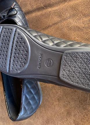 Чёрные кожаные туфли балетки geox p -39 (25,8 см)6 фото