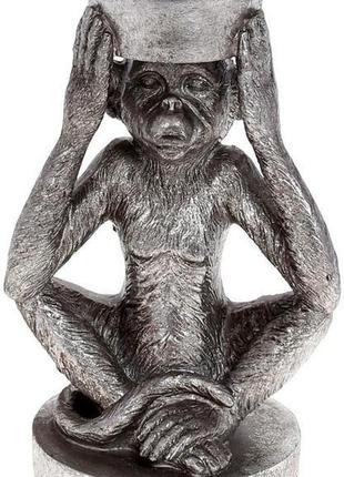 Подсвечник декоративный "giorgi обезьяна" 11х8.5х17см, полистоун, серебро