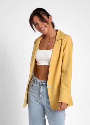 Стильный и модный женский желтый пиджак на подкладке 42, 44, 46, 48, 50