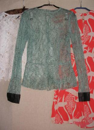 Блуза блузка з баскою zara сітка гипюр мереживо1 фото