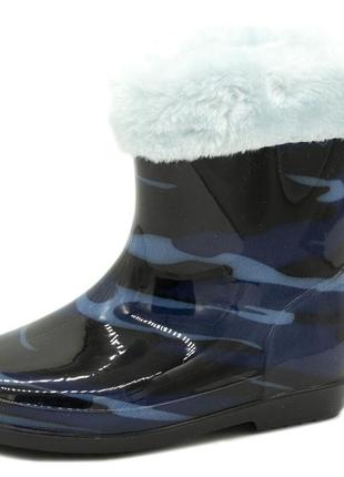 Резиновые ботинки для хлопчиків dual камуфляжний принт (007-298 blue (22 (14,5 см)) 25 (16,5 см)2 фото