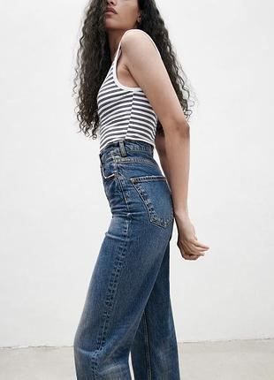 Базовое трикотажное боди в рубчик от zara майка зара боді в рубчик з вирізом