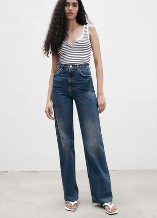 Базовое трикотажное боди в рубчик от zara майка зара боді в рубчик з вирізом