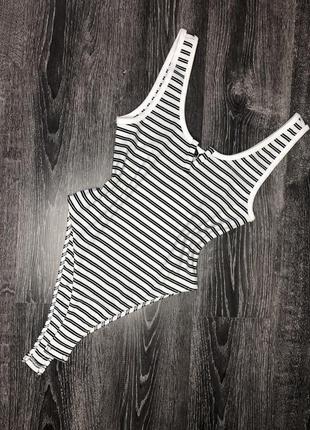 Базовое трикотажное боди в рубчик от zara майка зара боді в рубчик з вирізом