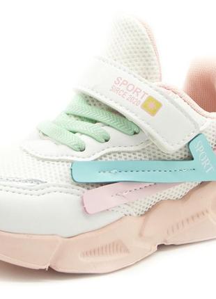Кросівки для дівчинки kimbo біло-рожевий (yf712-2c white-pink (26 (16 см)) 28 (17 см)2 фото