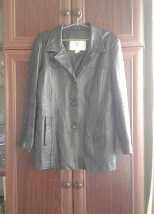 Кожаный женский пиджак удлиненный куртка hovidi cuir батал
