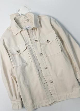 Pull&bear котоновая свободная оверсайз рубашка куртка2 фото