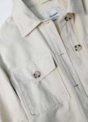 Pull&bear котоновая свободная оверсайз рубашка куртка3 фото