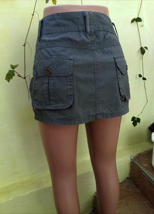 Отличная качественная хлопковая юбка хаки милитари2 фото