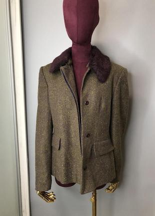 Итальянское лёгкое пальто пиджак короткое шерстяное с меховым воротником брендовый пиджак rundholz8 фото