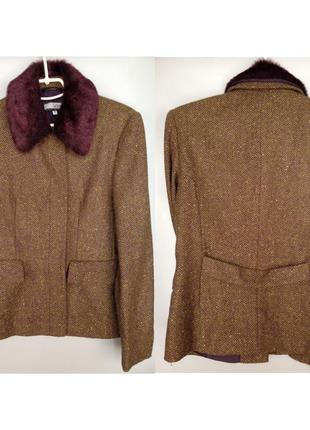 Итальянское лёгкое пальто пиджак короткое шерстяное с меховым воротником брендовый пиджак rundholz7 фото