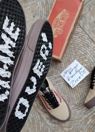 Бежевые кеды кроссовки мокасины слипоны обувь ванс вансы венсы vans6 фото