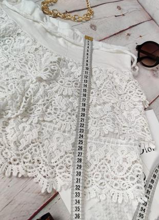 Білі літні мереживні ажурні трикотажні жіночі нарядні шорти6 фото