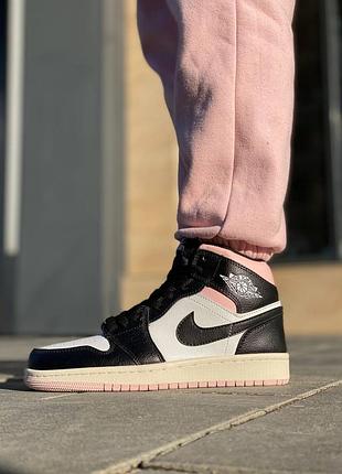 Nike air jordan retro 1 black pink новинка демисезонные женские высокие кроссовки найк джордан черные розовые весна літо осінь жіночі круті кросівки