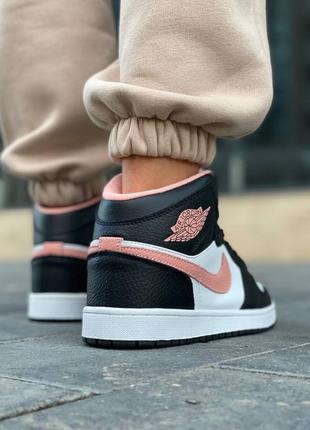 Nike air jordan retro 1 black pink новинка женские высокие кроссовки найк джорданы черные розовые весна лето осень жіночі круті кросівки демісезон8 фото