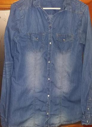 Стильная джинсовая рубашка y.f.k. германия на рост 170-176 см (s m)1 фото