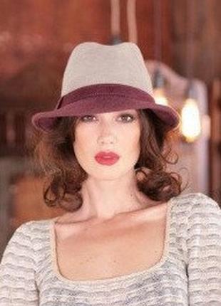 Капелюх з фетру чоловічого стилю перловий колір - слива