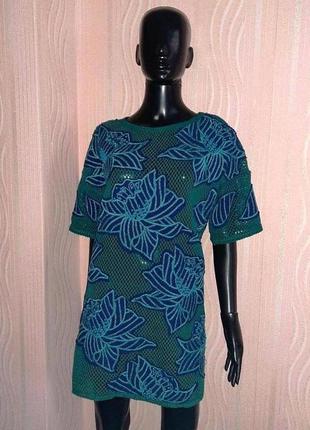 Платье сетка плотная с нашитыми цветами от h&m швеция бренд3 фото