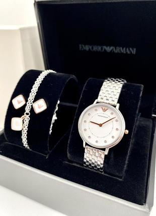 Emporio armani женские наручные часы женский подарочный набор часы браслет серьги армани оригинал жіночий годинник браслет сережки подарок