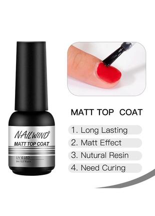 Матове фінішне покриття nailwind 8мл. - матовий топ для нігтів